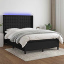 kontinentalseng med LED-lys 140x190 cm stof sort