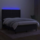 kontinentalseng med LED-lys 140x200 cm stof sort