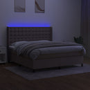 kontinentalseng med LED-lys 160x200 cm stof gråbrun