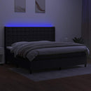 kontinentalseng med LED-lys 200x200 cm stof sort