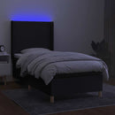 kontinentalseng med LED-lys 90x190 cm stof sort