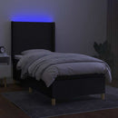 kontinentalseng med LED-lys 90x200 cm stof sort