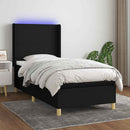 kontinentalseng med LED-lys 90x200 cm stof sort