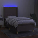 kontinentalseng med LED-lys 90x200 cm stof gråbrun
