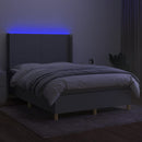 kontinentalseng med LED-lys 140x190 cm stof lysegrå