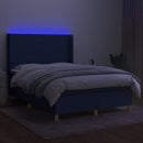 kontinentalseng med LED-lys 140x190 cm stof blå