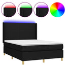kontinentalseng med LED-lys 140x200 cm stof sort
