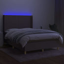 kontinentalseng med LED-lys 140x200 cm stof gråbrun