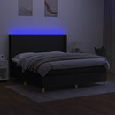 kontinentalseng med LED-lys 180x200 cm stof sort