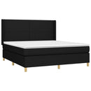 kontinentalseng med LED-lys 180x200 cm stof sort