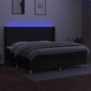 kontinentalseng med LED-lys 200x200 cm stof sort