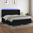kontinentalseng med LED-lys 200x200 cm stof sort