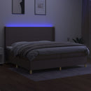 kontinentalseng med LED-lys 200x200 cm stof gråbrun