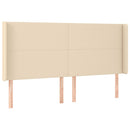kontinentalseng med LED-lys 200x200 cm stof cremefarvet