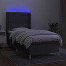 kontinentalseng med LED-lys 100x200 cm stof mørkegrå