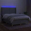 kontinentalseng med LED-lys 140x190 cm stof lysegrå