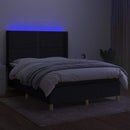 kontinentalseng med LED-lys 140x190 cm stof sort
