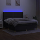 kontinentalseng med LED-lys 180x200 cm stof sort