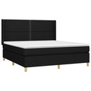 kontinentalseng med LED-lys 180x200 cm stof sort