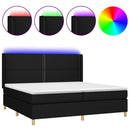 kontinentalseng med LED-lys 200x200 cm stof sort