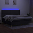 kontinentalseng med LED-lys 200x200 cm stof sort