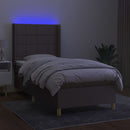 kontinentalseng med LED-lys 90x190 cm stof gråbrun