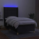 kontinentalseng med LED-lys 90x200 cm stof sort