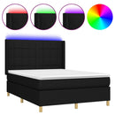 kontinentalseng med LED-lys 140x190 cm stof sort