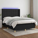 kontinentalseng med LED-lys 140x190 cm stof sort