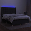 kontinentalseng med LED-lys 140x200 cm stof sort