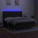 kontinentalseng med LED-lys 160x200 cm stof sort