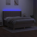 kontinentalseng med LED-lys 160x200 cm stof gråbrun