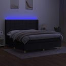 kontinentalseng med LED-lys 180x200 cm stof sort