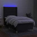 kontinentalseng med LED-lys 80x200 cm stof sort