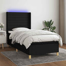 kontinentalseng med LED-lys 80x200 cm stof sort