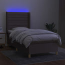 kontinentalseng med LED-lys 80x200 cm stof gråbrun