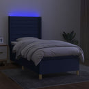 kontinentalseng med LED-lys 90x190 cm stof blå