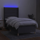 kontinentalseng med LED-lys 90x200 cm stof mørkegrå