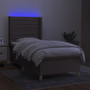 kontinentalseng med LED-lys 100x200 cm stof gråbrun