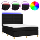 kontinentalseng med LED-lys 140x200 cm stof sort