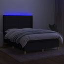 kontinentalseng med LED-lys 140x200 cm stof sort