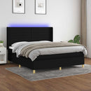 kontinentalseng med LED-lys 160x200 cm stof sort