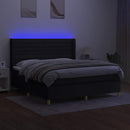 kontinentalseng med LED-lys 180x200 cm stof sort