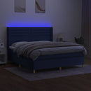 kontinentalseng med LED-lys 180x200 cm stof blå