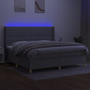kontinentalseng med LED-lys 200x200 cm stof lysegrå