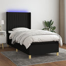 kontinentalseng med LED-lys 80x200 cm stof sort