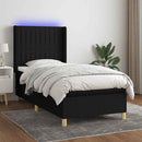 kontinentalseng med LED-lys 90x200 cm stof sort