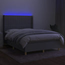 kontinentalseng med LED-lys 140x190 cm stof lysegrå