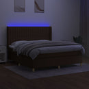 kontinentalseng med LED-lys 180x200 cm stof mørkebrun