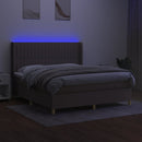 kontinentalseng med LED-lys 180x200 cm stof gråbrun